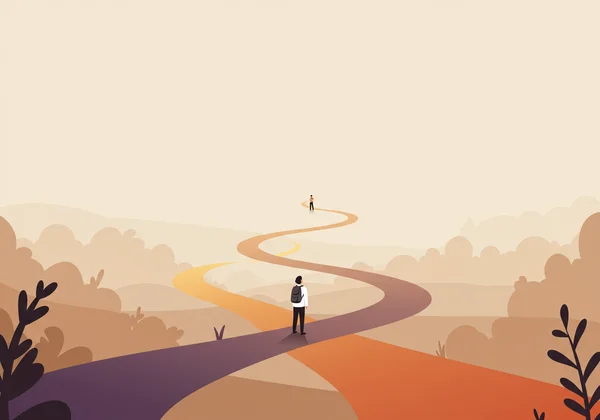 Persona che esplora sentieri, a simboleggiare un percorso di scoperta di sé.