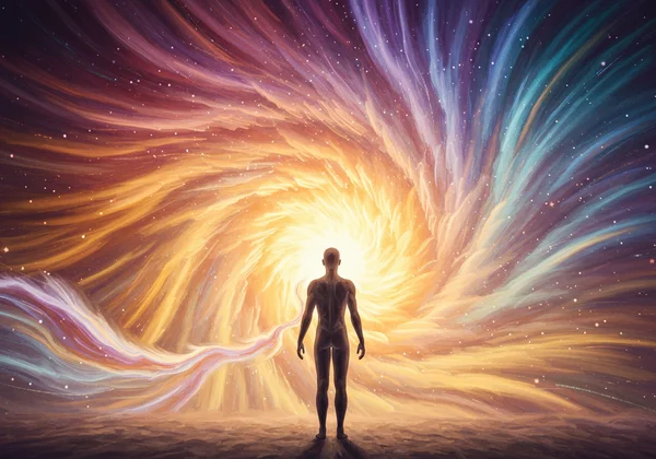 Persona che esplora uno spettro colorato di identità sessuale