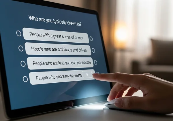 Person interacts with an online Kinsey Scale test interface.