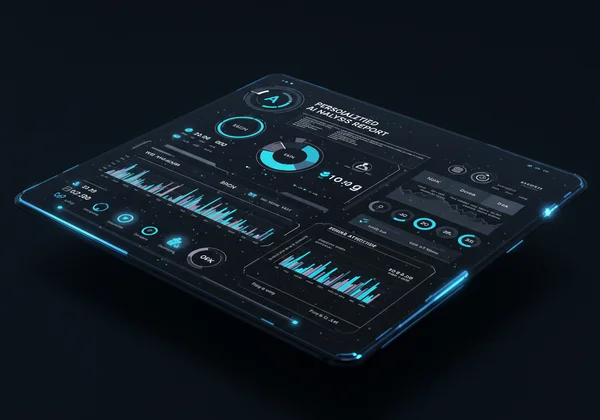 A digital screen displaying an AI analysis report with data