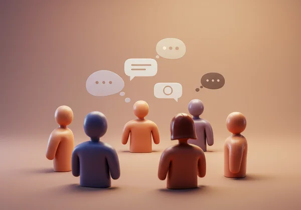 Diverse people in open dialogue, symbolizing understanding.