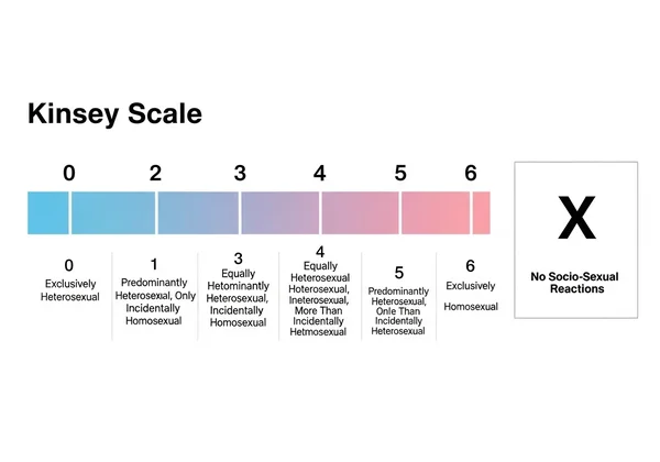 Infographic of the Kinsey Scale from 0 to 6 with labels.