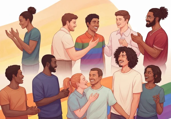 Diverse people connecting, symbolizing LGBTQ+ community